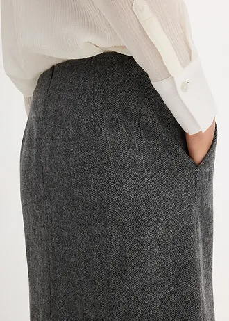 Wollen rok met visgraatpatroon • middengrijs gemêleerd • bonprix online shop