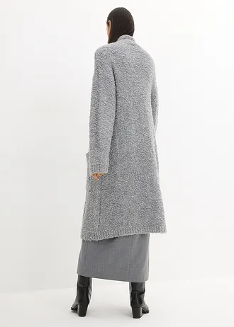 Lang gebreid bouclé vest van wol • lichtgrijs gemêleerd • bonprix online shop