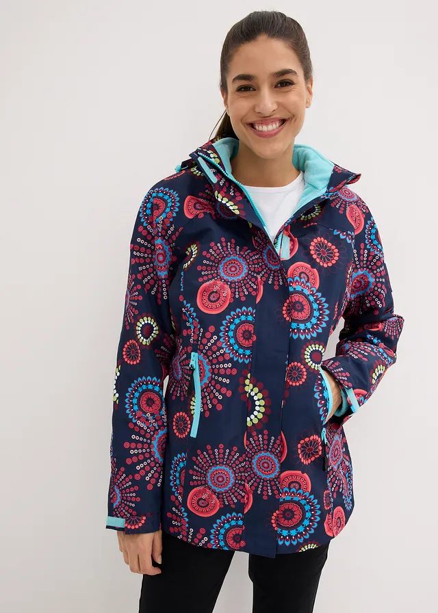 3-in-1 outdoor jas met capuchon, waterdicht, Kleur: donkerblauw grafische print