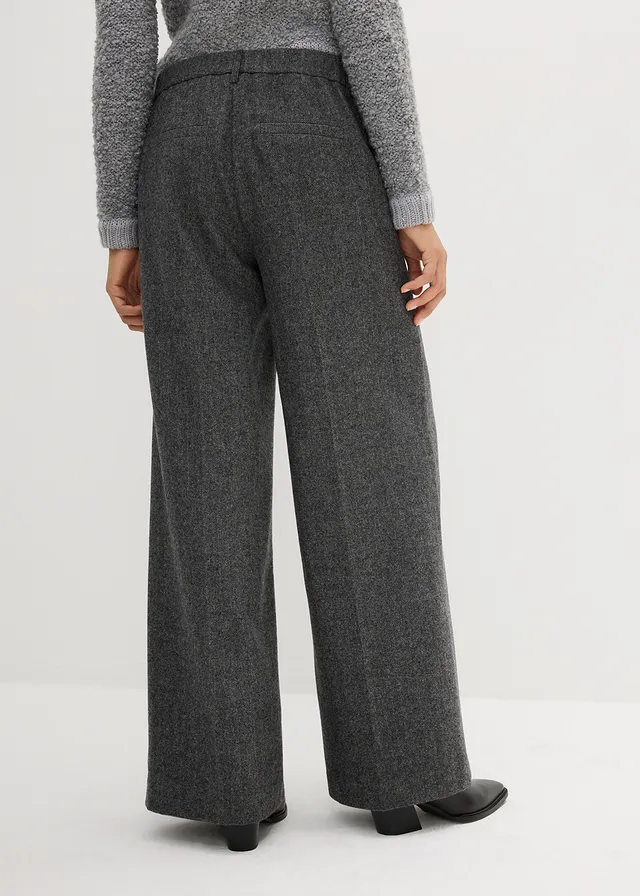 Pantalon à motif chevrons, laine majoritaire, Couleur: gris moyen chiné