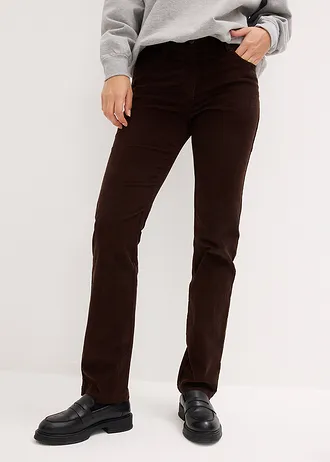 Stretch corduroy broek, straight, Kleur: donkerbruin