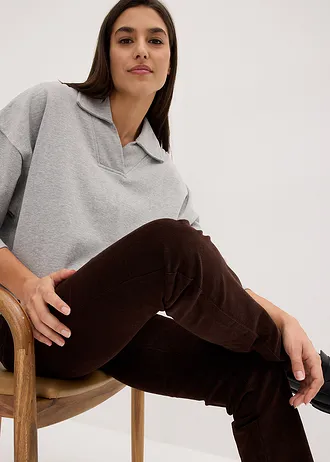 Pantaloni reiați cu stretch • maro închis • magazin bonprix