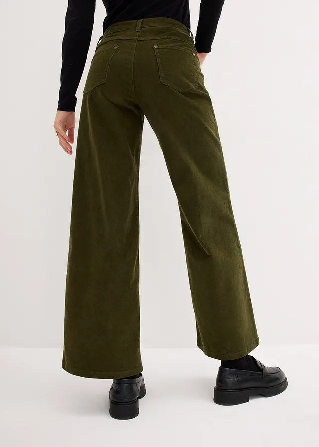 Corduroy broek in Marlene Dietrich stijl • donkerolijfgroen • product-page.page-title-suffix