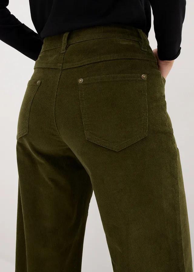 Corduroy broek in Marlene Dietrich stijl • donkerolijfgroen • product-page.page-title-suffix