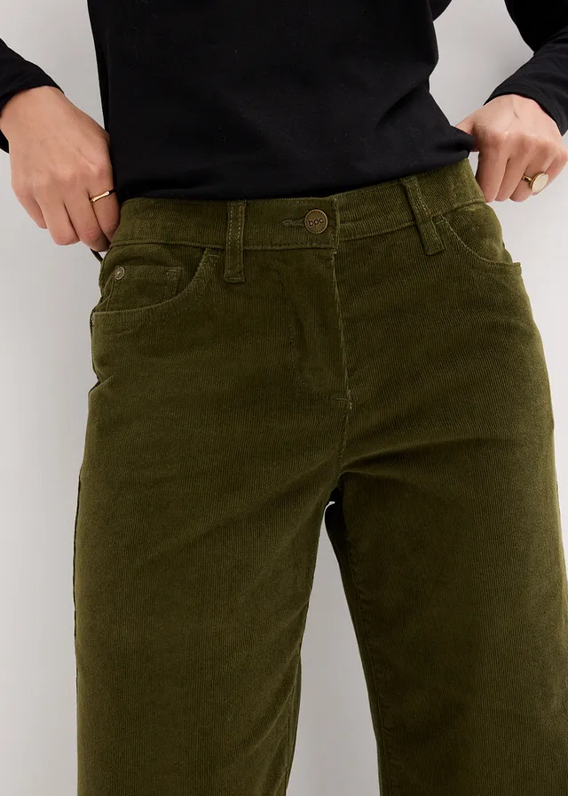 Corduroy broek in Marlene Dietrich stijl • donkerolijfgroen • product-page.page-title-suffix