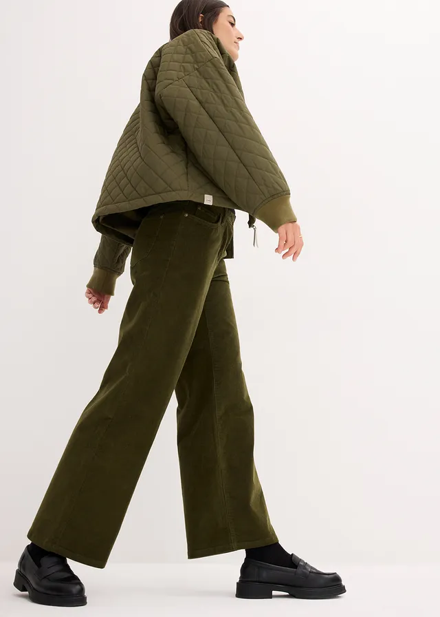 Corduroy broek in Marlene Dietrich stijl • donkerolijfgroen • product-page.page-title-suffix