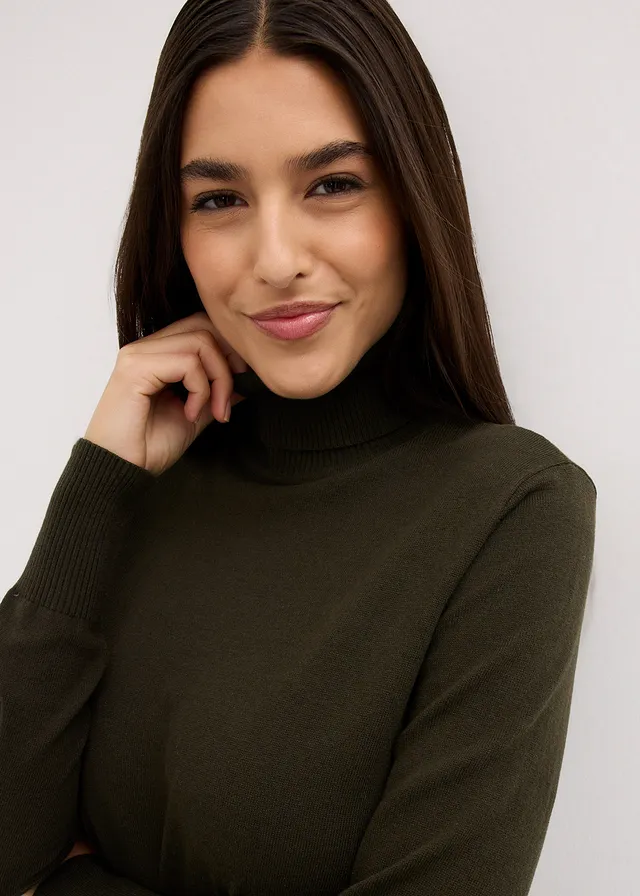 Pull col roulé en fine maille • olive foncé • product-page.page-title-suffix