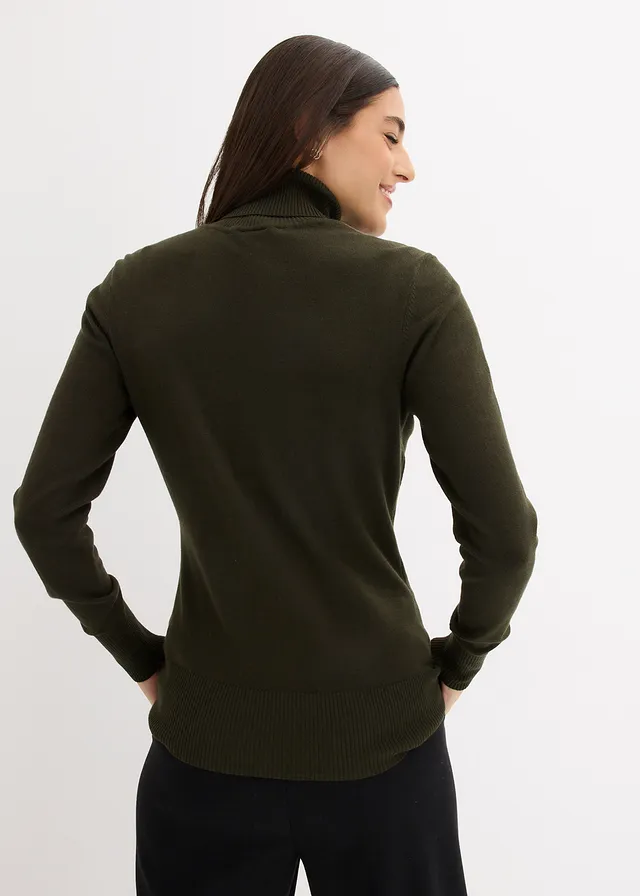 Pull col roulé en fine maille • olive foncé • product-page.page-title-suffix