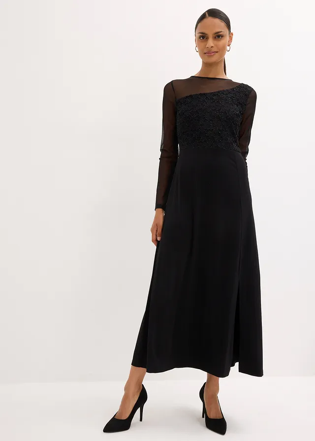 Robe de soirée avec dentelle, Couleur: noir