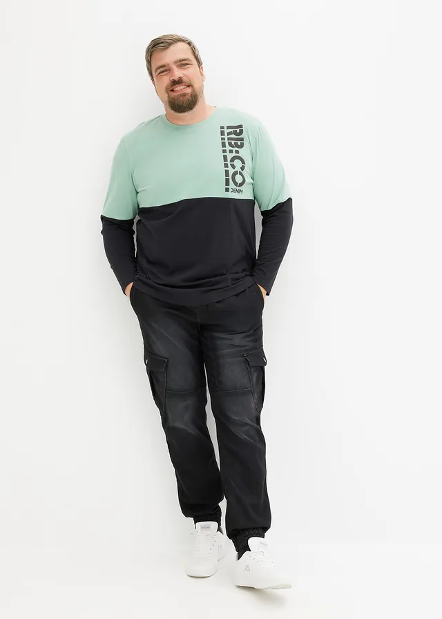 Jean jogger droit avec poches cargo, regular, Couleur: noir