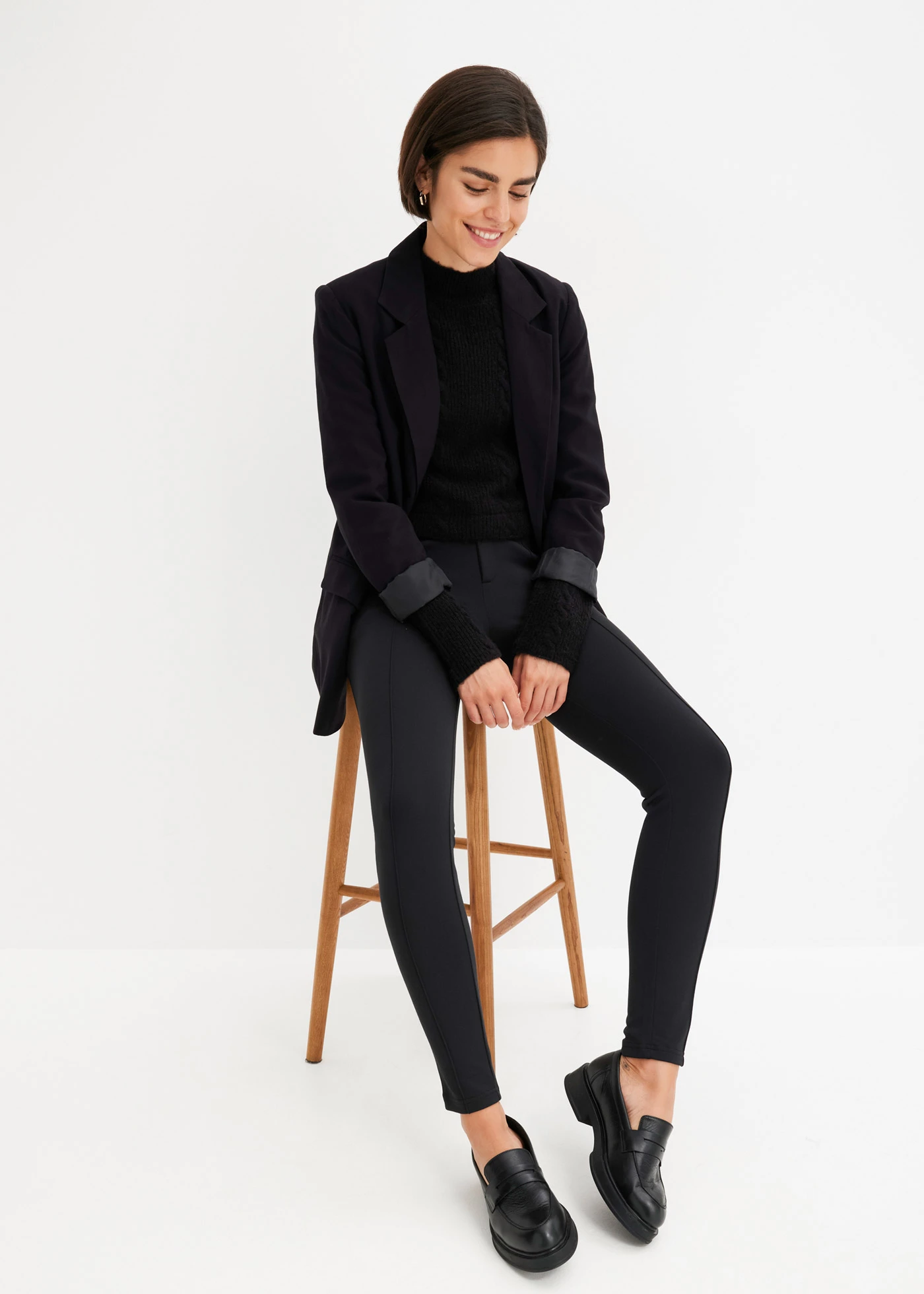 Legging en jersey viscose avec détails enduits • noir • Boutique bonprix
