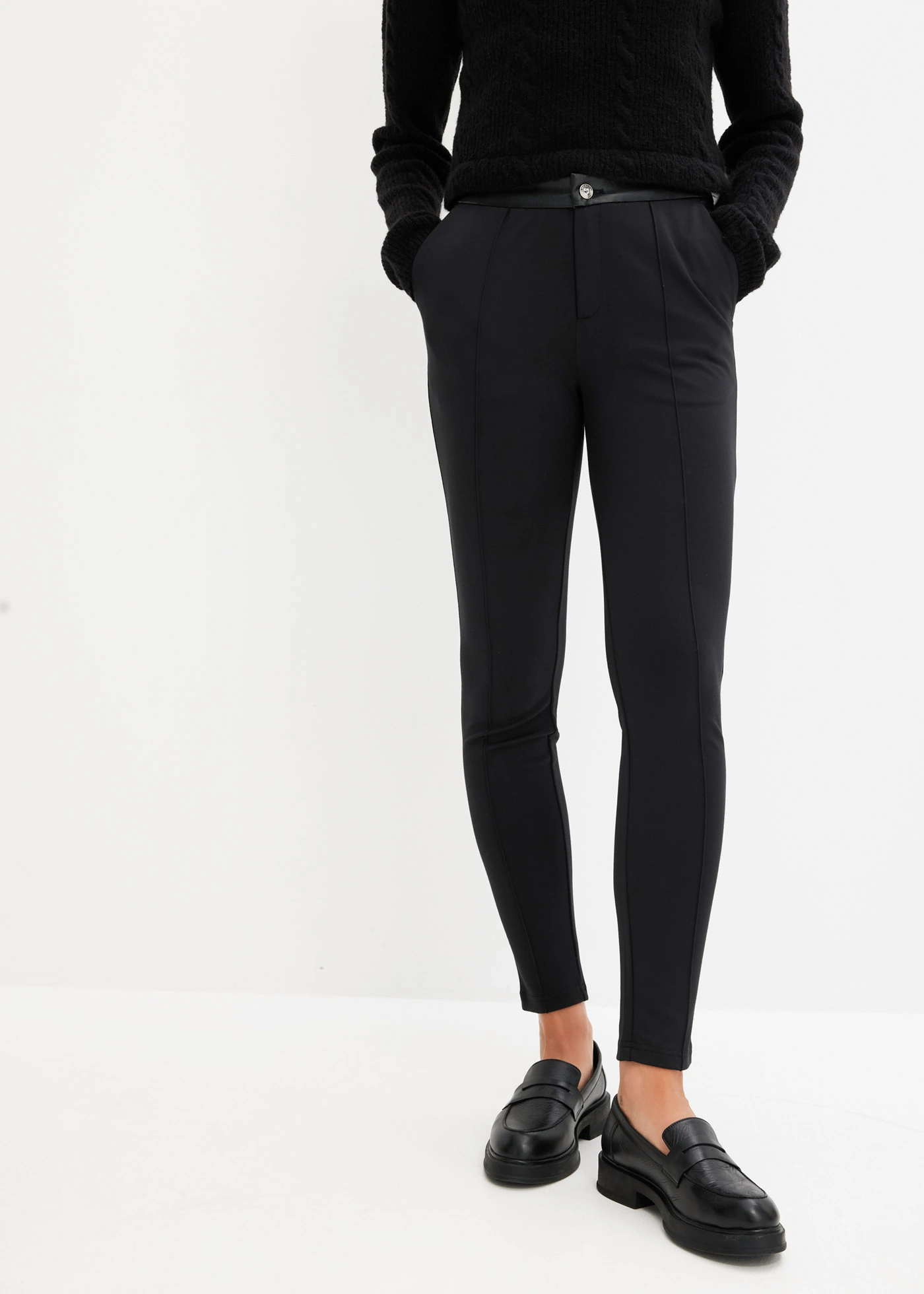 Legging en jersey viscose avec détails enduits • noir • Boutique bonprix