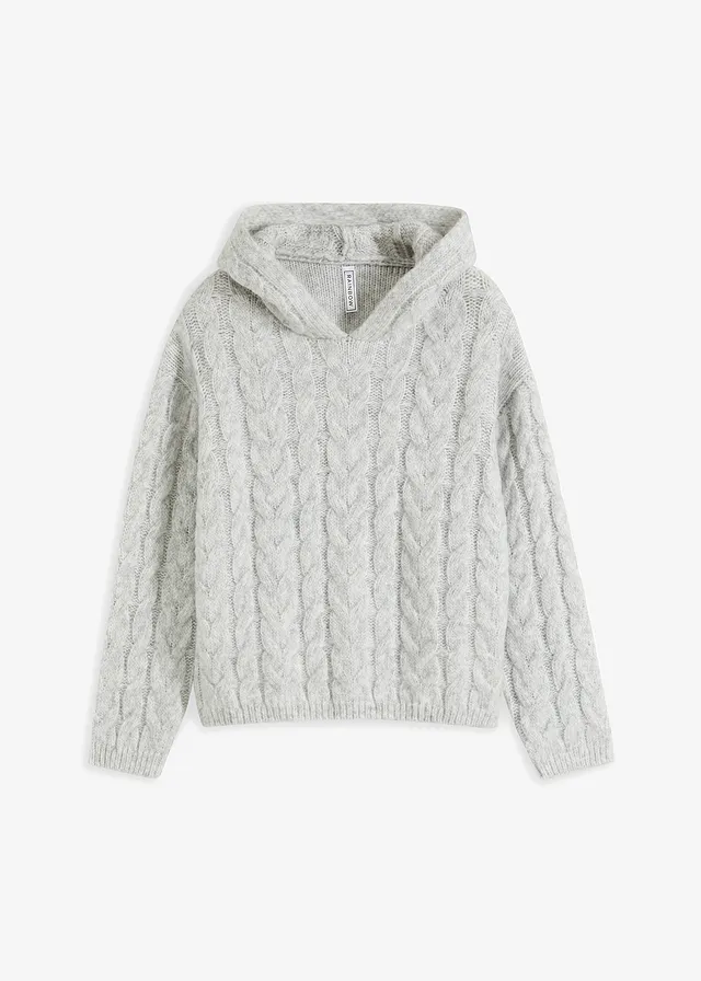 Pulover din tricot moale din lână, cu ochiuri mari