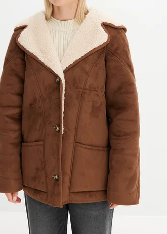 Veste en sherpa à capuche • marron clair • Boutique bonprix
