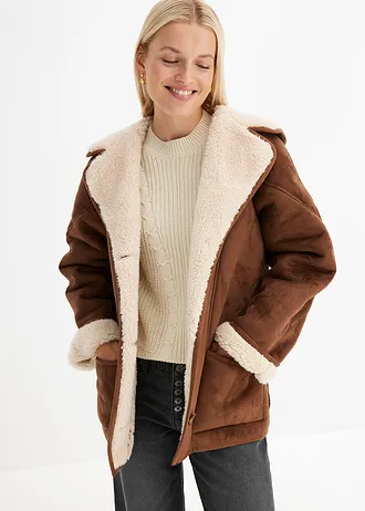 Veste en sherpa à capuche • marron clair • Boutique bonprix