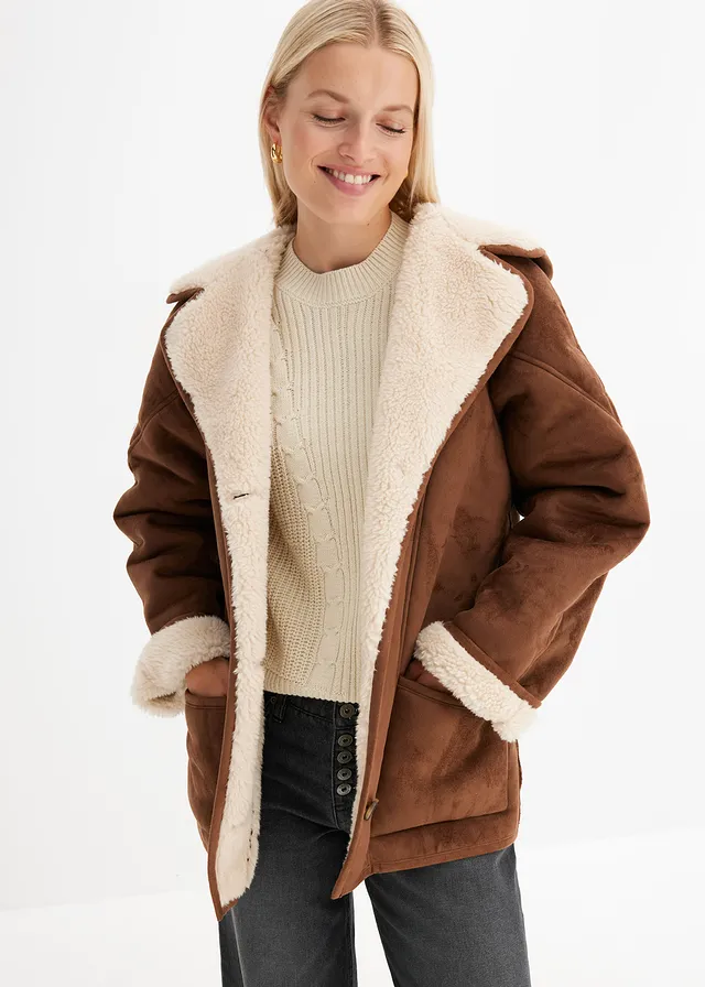 Shearling jas met capuchon • lichtbruin • product-page.page-title-suffix