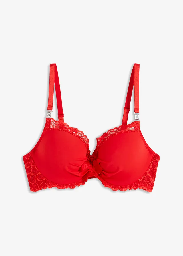 Voorgevormde bh met gerecycled polyamide, Kleur: aardbeirood