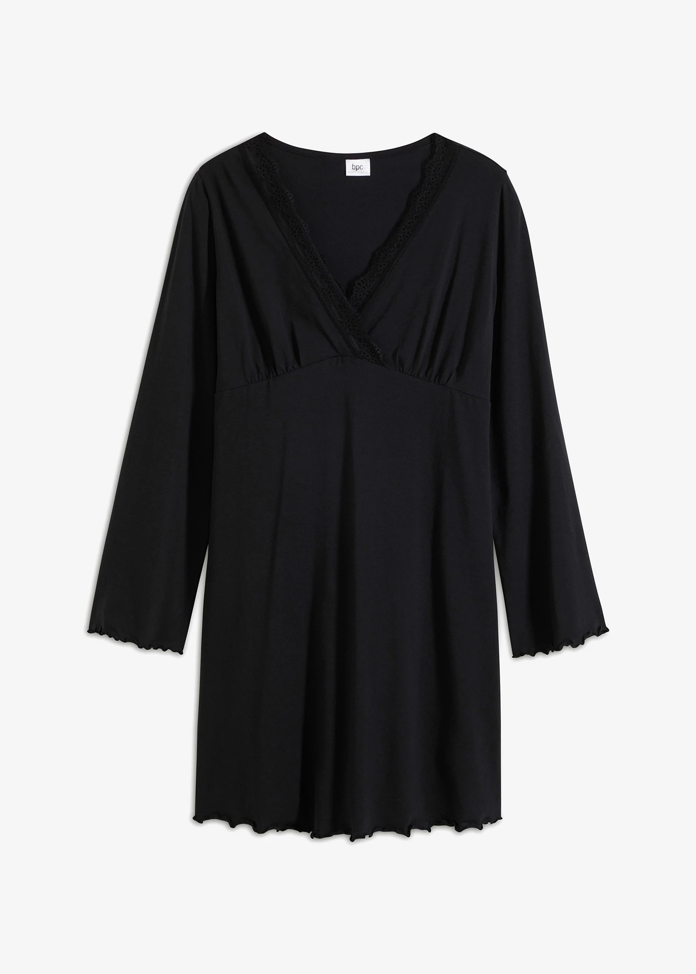 Cămașă de noapte cu dantelă fină • negru • magazin bonprix