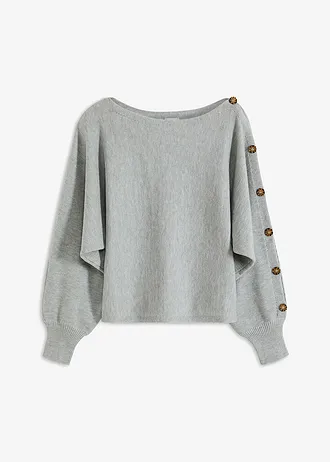 Pull avec détails boutons • gris clair chiné • Boutique bonprix