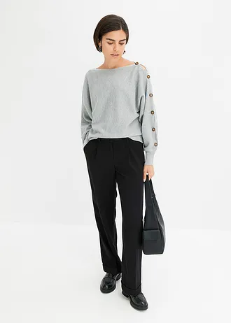 Pull avec détails boutons • gris clair chiné • Boutique bonprix