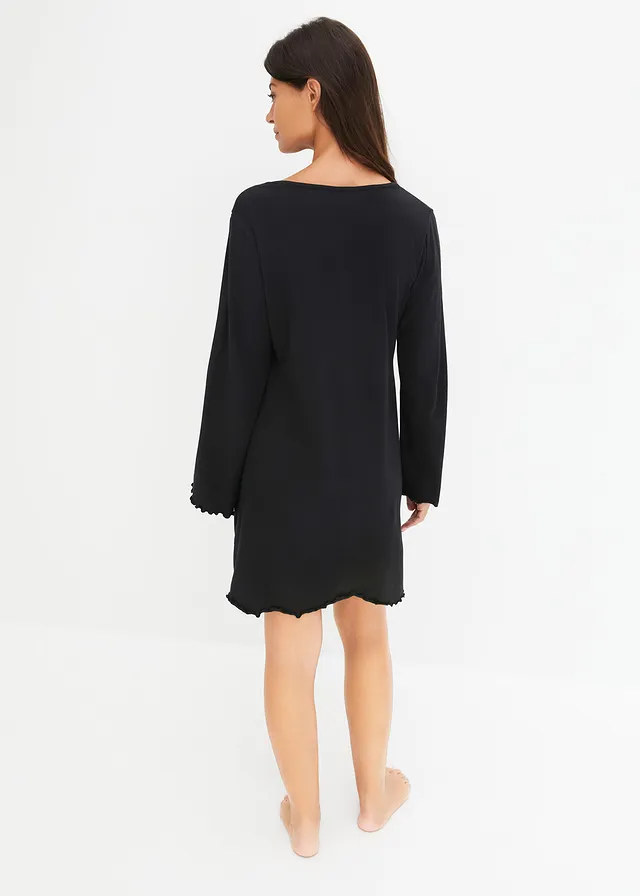Chemise de nuit en coton avec dentelle • noir • product-page.page-title-suffix