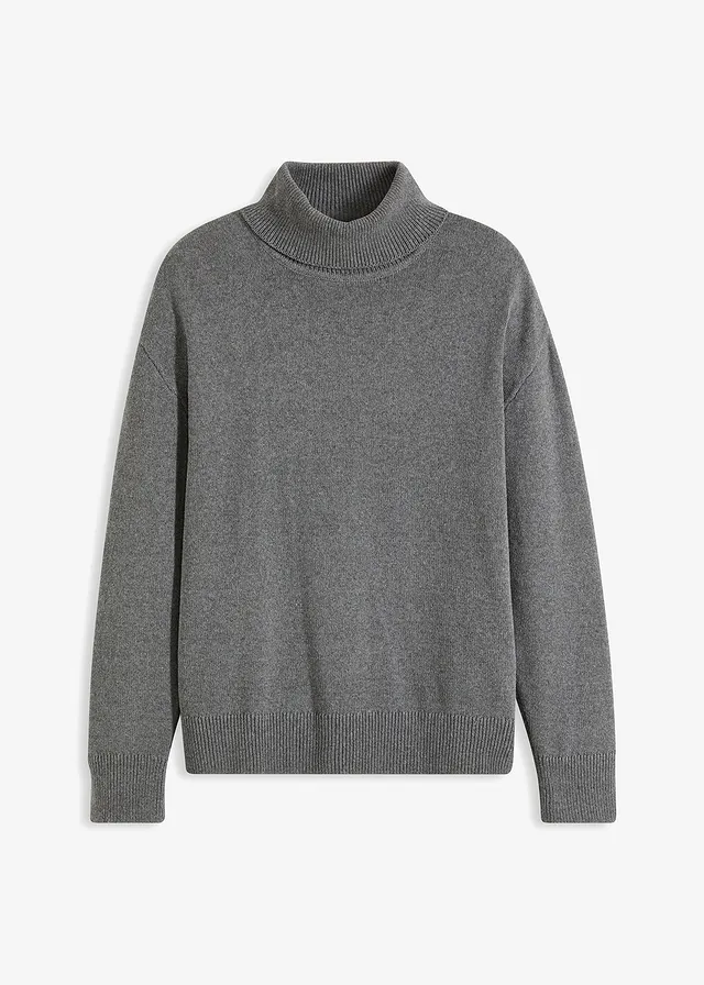 Pulover cu guler înalt și bumbac rerciclat, loose fit