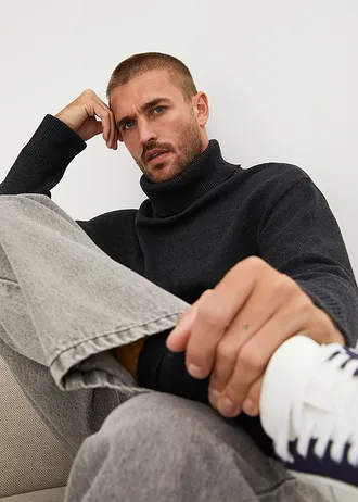 Pull col roulé ample • anthracite chiné • Boutique bonprix