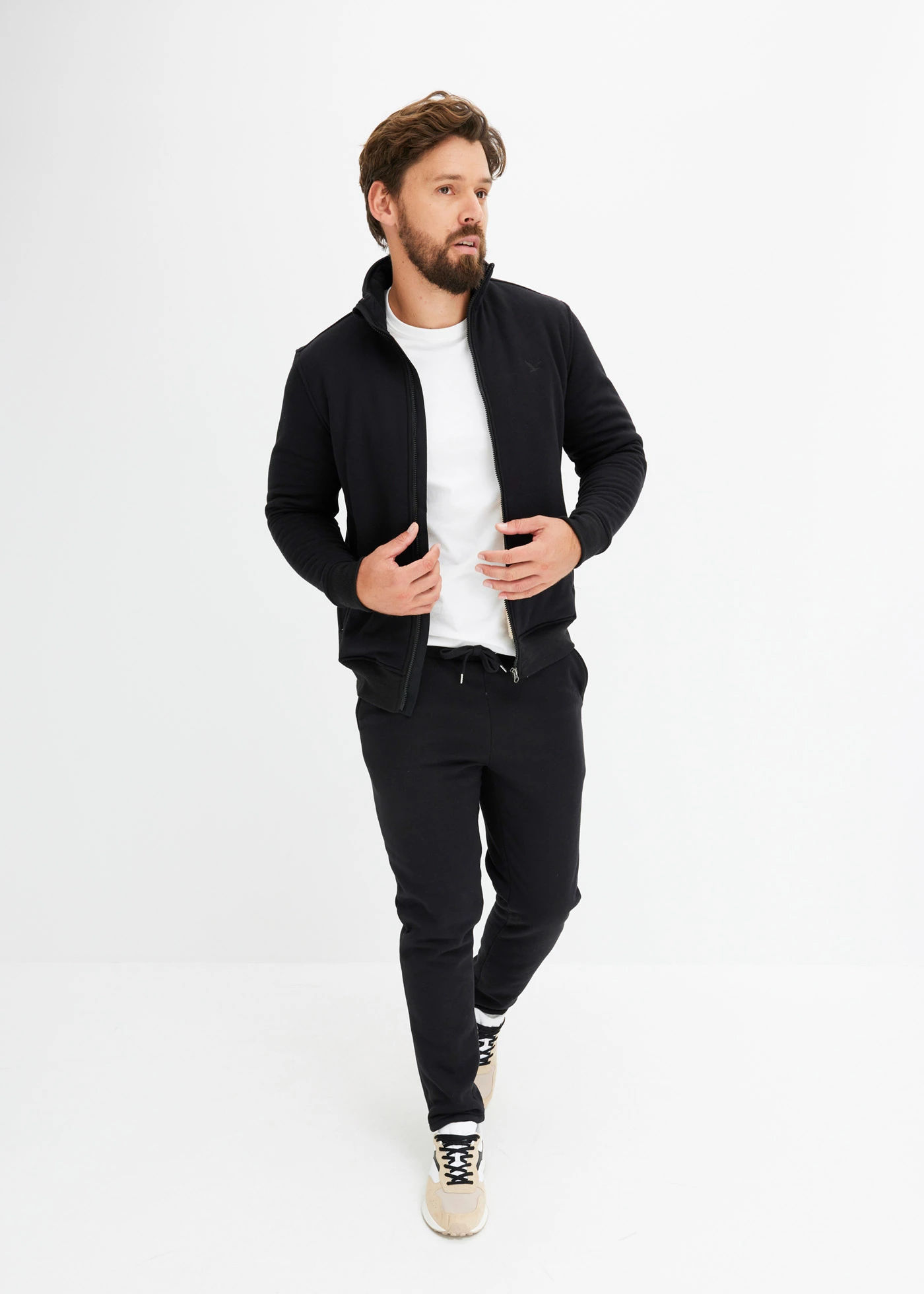 Thermo joggingpak met zachte fleece voering (2-dlg. set) • zwart • bonprix online shop