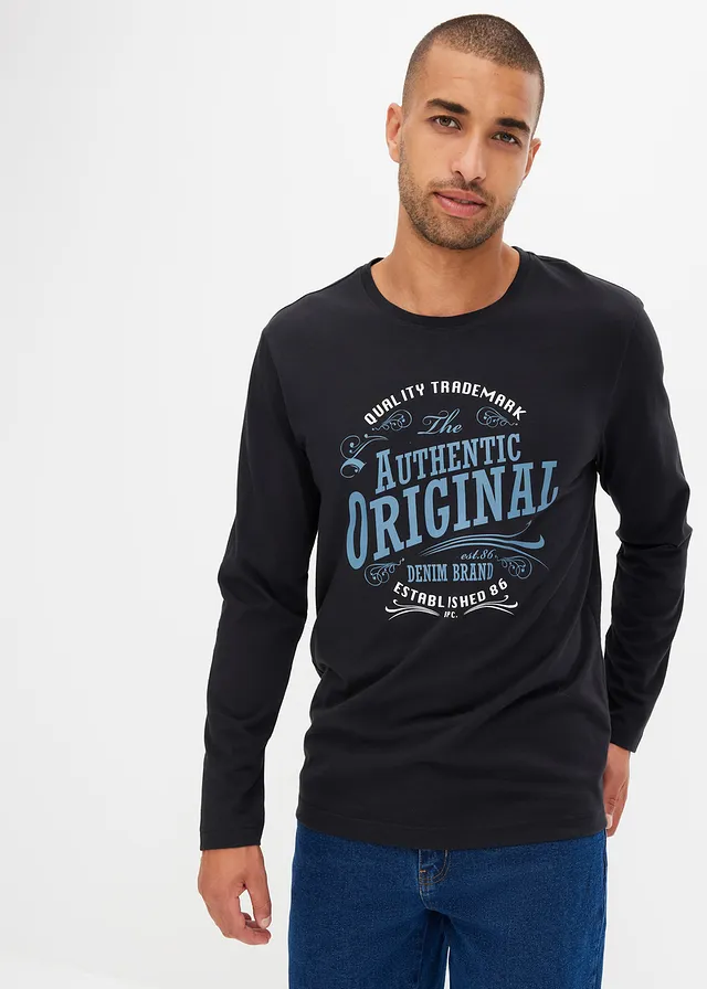 Lot de 2 T-shirts manches longues 100% coton • noir + pétrole imprimé • product-page.page-title-suffix