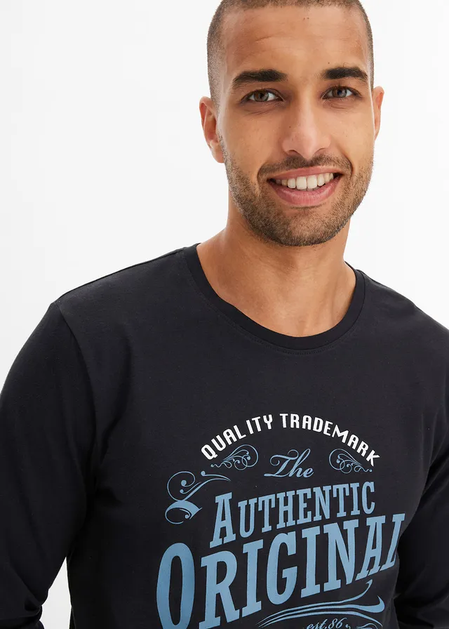 Lot de 2 T-shirts manches longues 100% coton • noir + pétrole imprimé • product-page.page-title-suffix