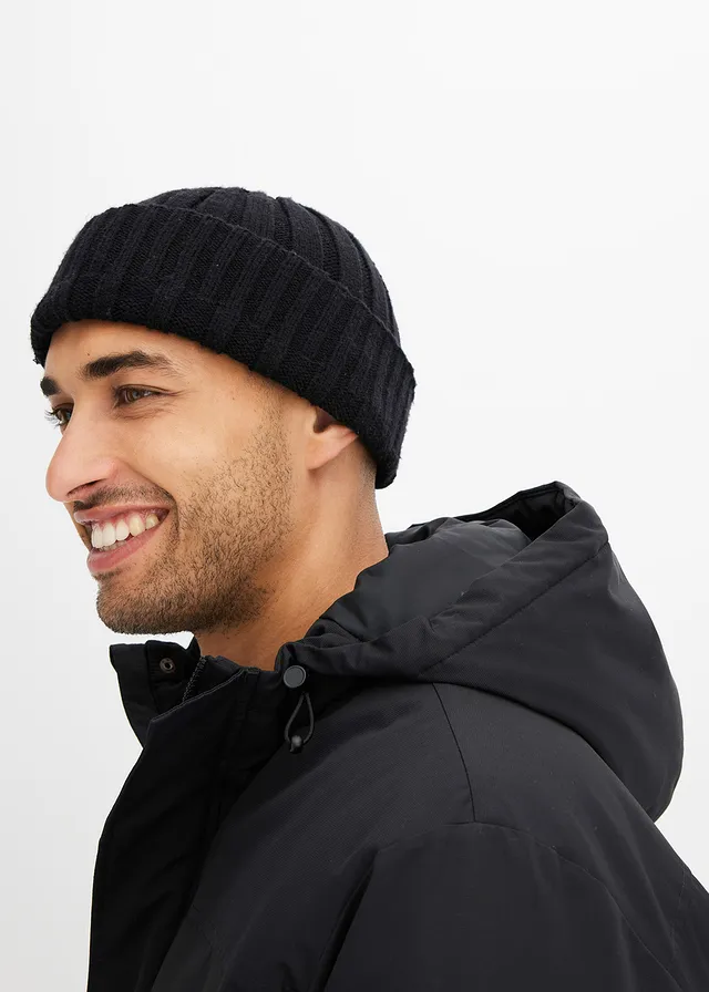 Winterjas met capuchon en gerecycled polyester • zwart • product-page.page-title-suffix
