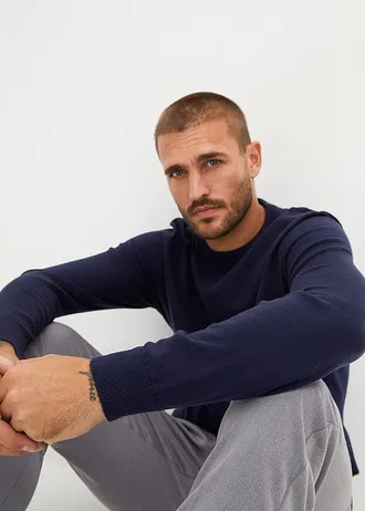 Kötött pulóver puha pamut-keverékből • sötétkék • bonprix áruház