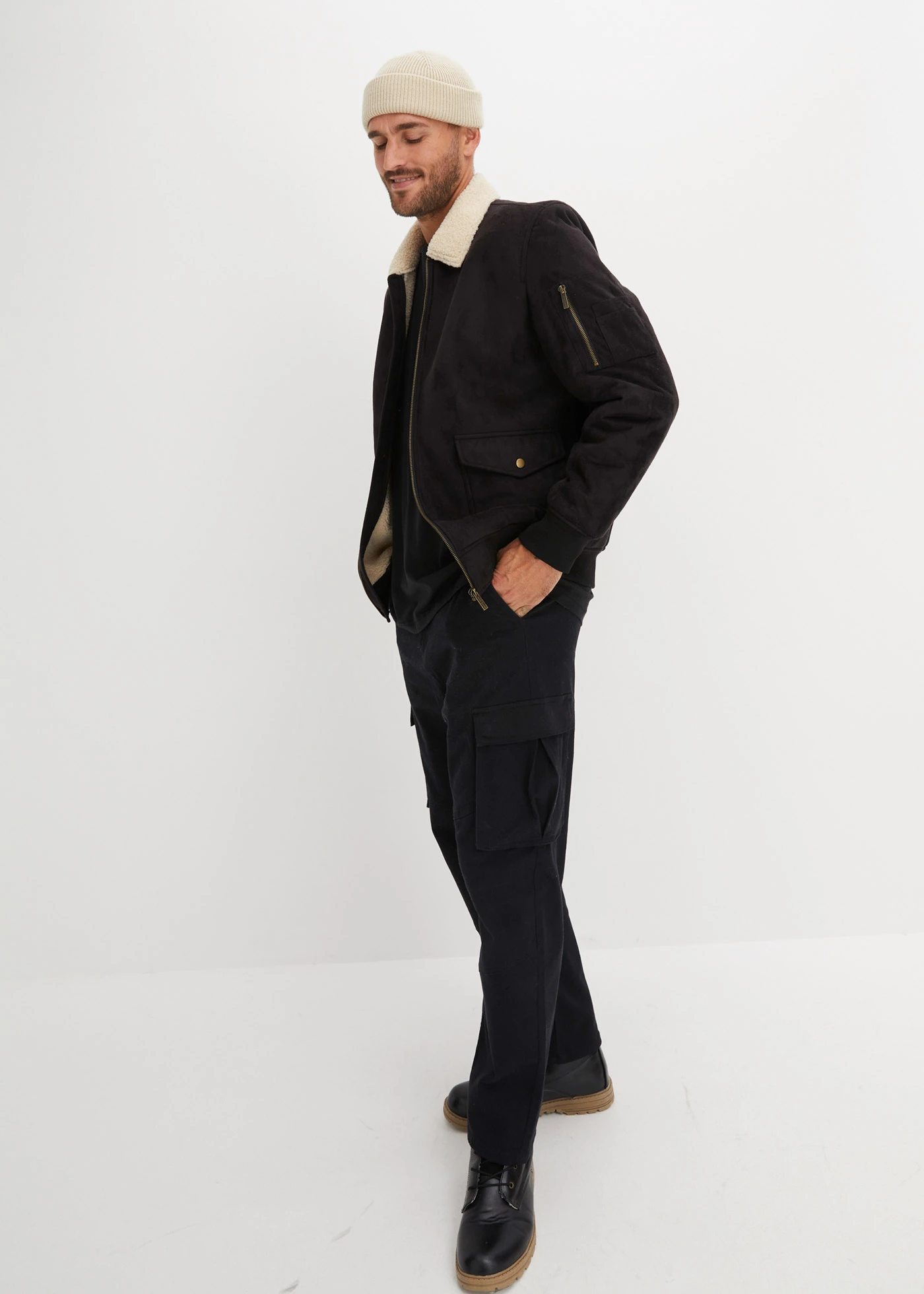 Kurtka ze sztucznej skóry • czarny • bonprix obchod