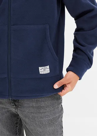 Fleece vest met capuchon en opgestikte zakken • donkerblauw • bonprix online shop