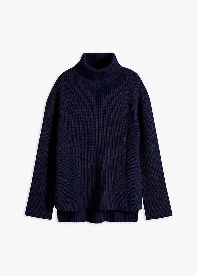 Sweter z golfem, z czystej bawełny - Bonprix