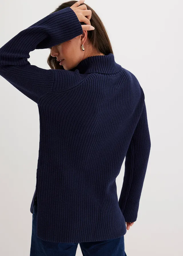 Pull col roulé 100% coton • bleu foncé • product-page.page-title-suffix
