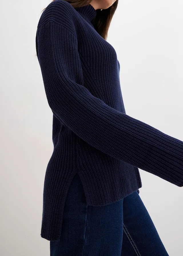 Pull col roulé 100% coton • bleu foncé • product-page.page-title-suffix