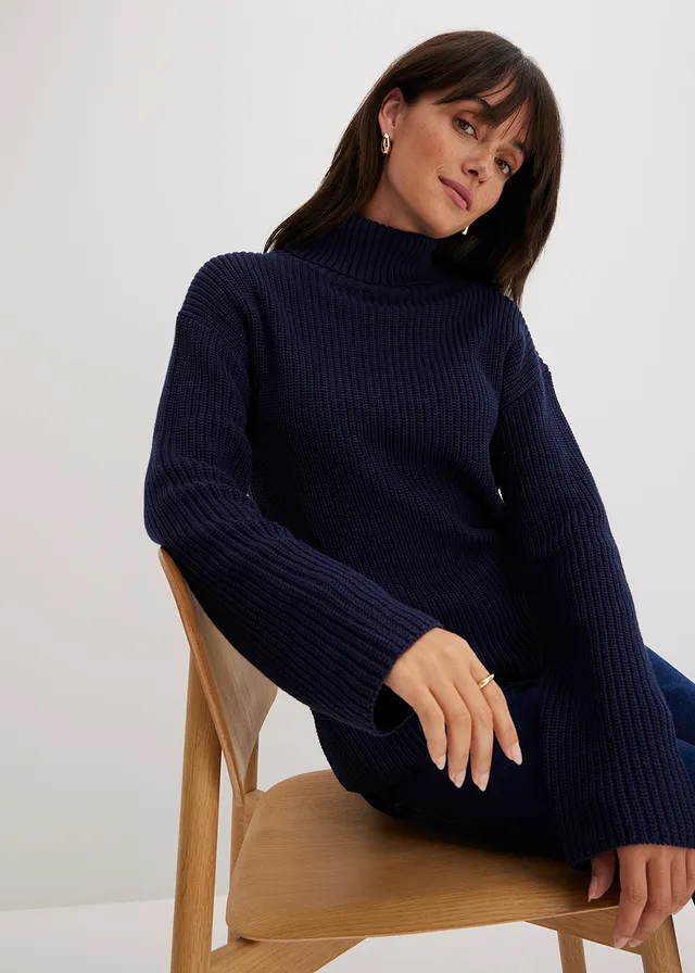 Pull col roulé 100% coton • bleu foncé • product-page.page-title-suffix