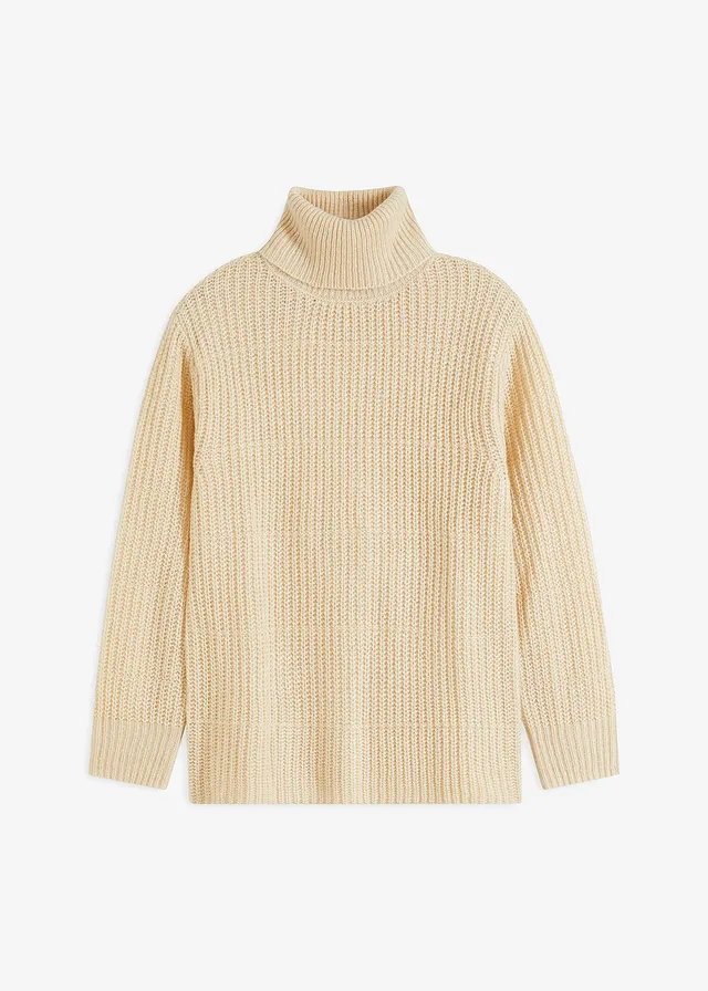 Pull en maille à col roulé, Couleur: gris galet
