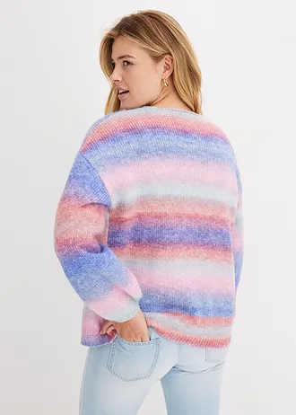 Gilet doux en grosse maille, Couleur: bleu glacier-rose pastel-bleu brillant-bleu-violet-rose