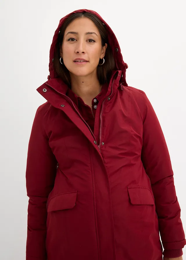Manteau de grossesse 3-en-1 coupe-vent et imperméable avec fonction portage • rouge rubis • product-page.page-title-suffix