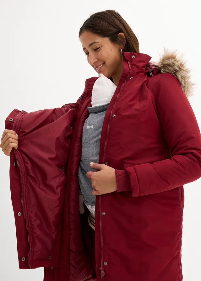 Manteau de grossesse 3-en-1 coupe-vent et imperméable avec fonction portage • rouge rubis • product-page.page-title-suffix