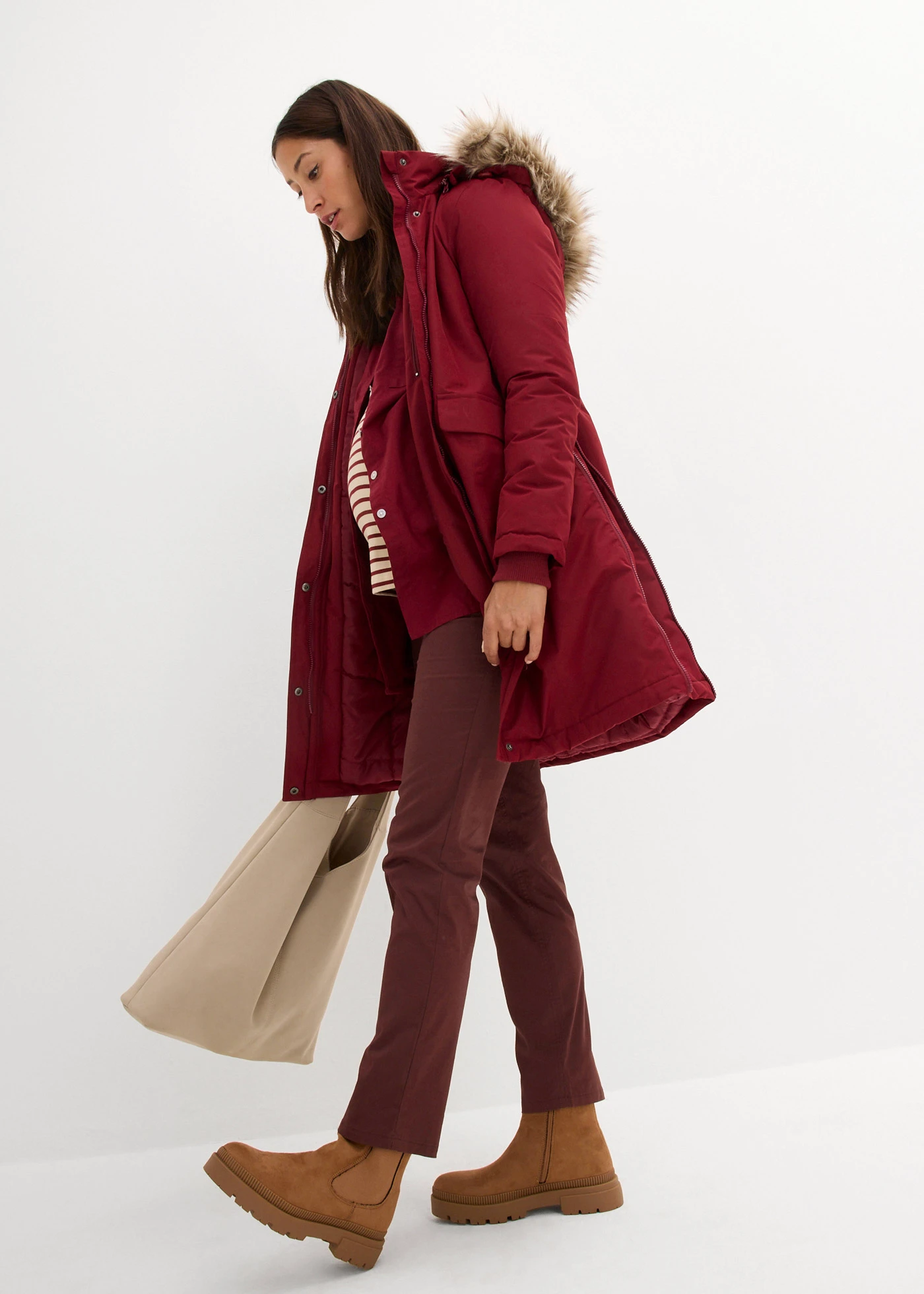 Funkční těhotenský/nosicí kabát 3 v 1 • rubínově červená • bonprix obchod