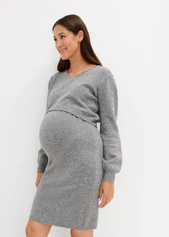Ensemble 2 pièces en maille ultra douce avec un pull et une jupe • gris chiné • Boutique bonprix