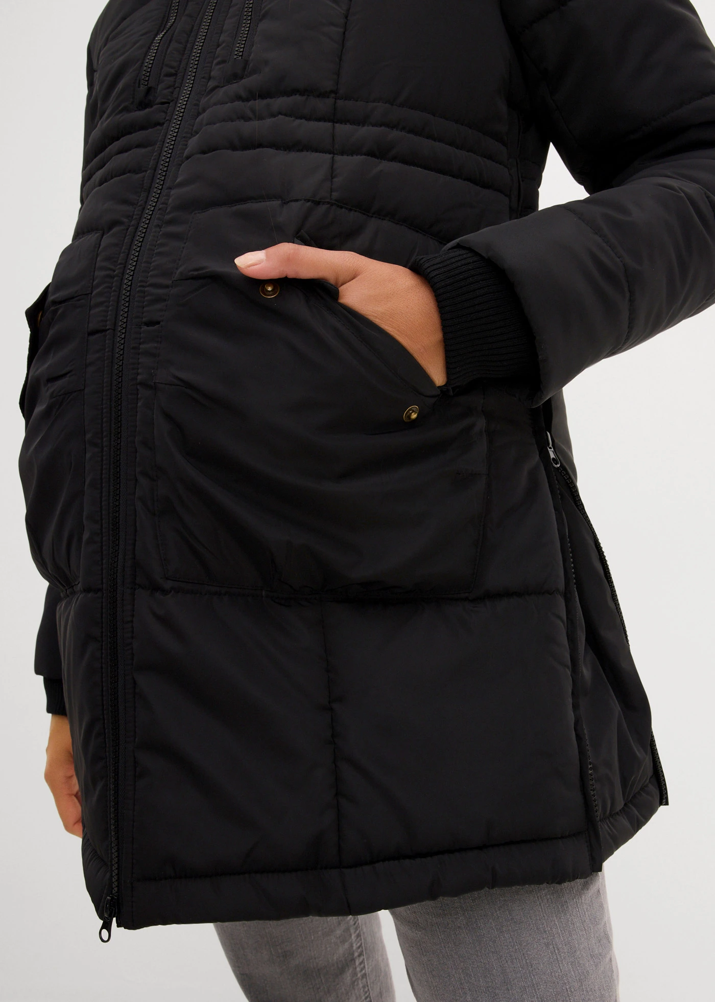 Geacă gravide 3 în 1 cu inserție portbebe • negru • magazin bonprix