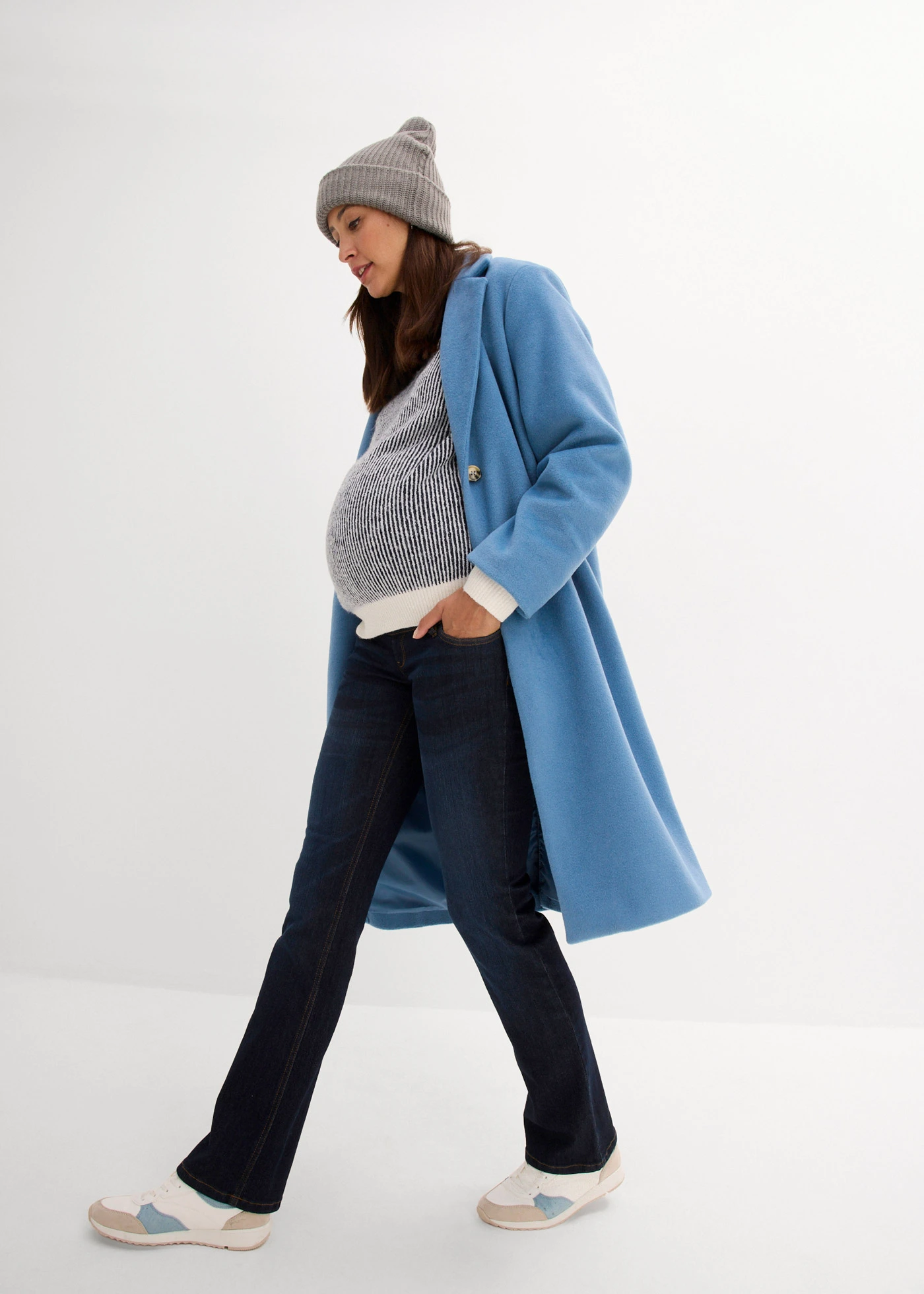 Pohodlné, strečové těhotenské džíny Bootcut • tmavě modrý denim • bonprix obchod