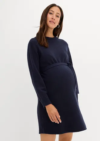 Těhotenské pletené šaty, barva: tmavě modrá