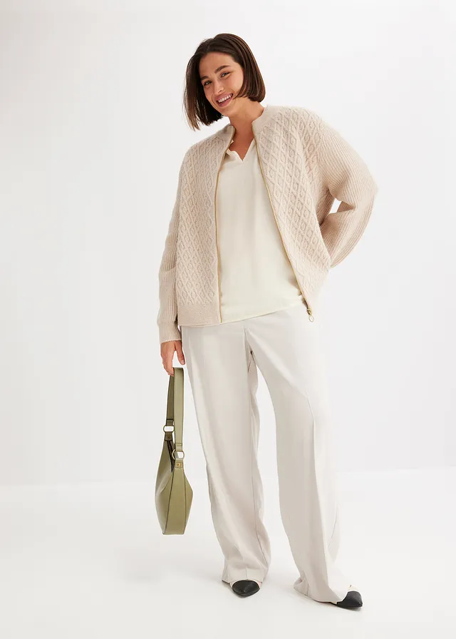 Gilet en maille torsadée, Couleur: beige chiné