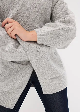Pletený oversize kabátek • světle šedá melír • bonprix obchod