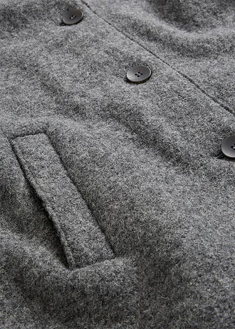 Krátký vlněný kabát • šedá melír • bonprix obchod